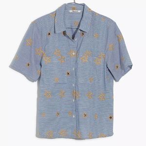 Madewell Star Embroidered Stripe Shirt Medium like new